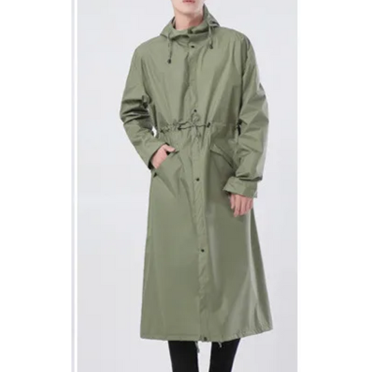 Graneve - Regenjacke Damen mit Kapuze, Verstellbare Taille, Wasserdichter Langer Mantel