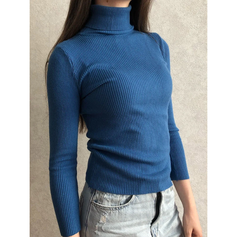 Elegrot - Rollkragenpullover Damen, Langarm und Gerippt im Slim Fit