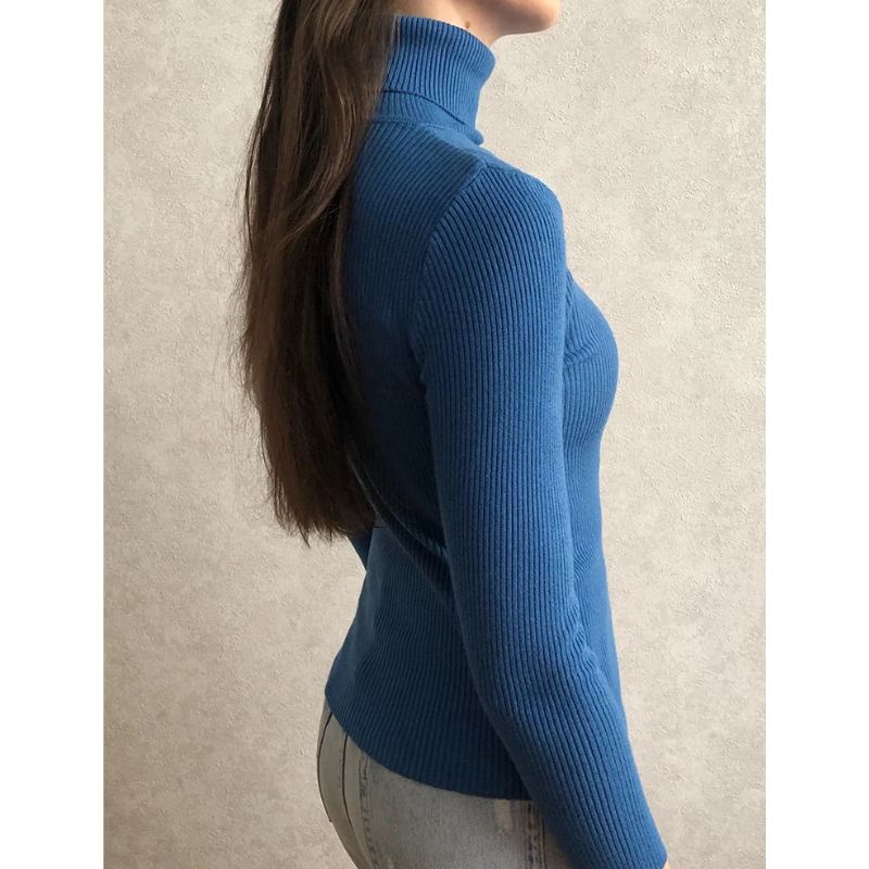 Elegrot - Rollkragenpullover Damen, Langarm und Gerippt im Slim Fit