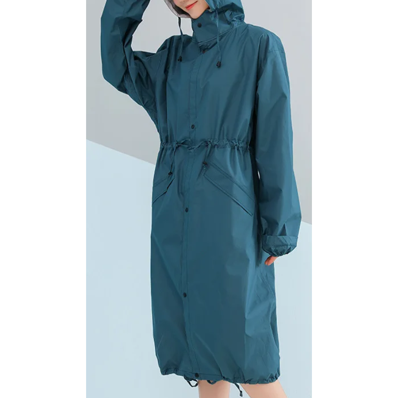 Graneve - Regenjacke Damen mit Kapuze, Verstellbare Taille, Wasserdichter Langer Mantel