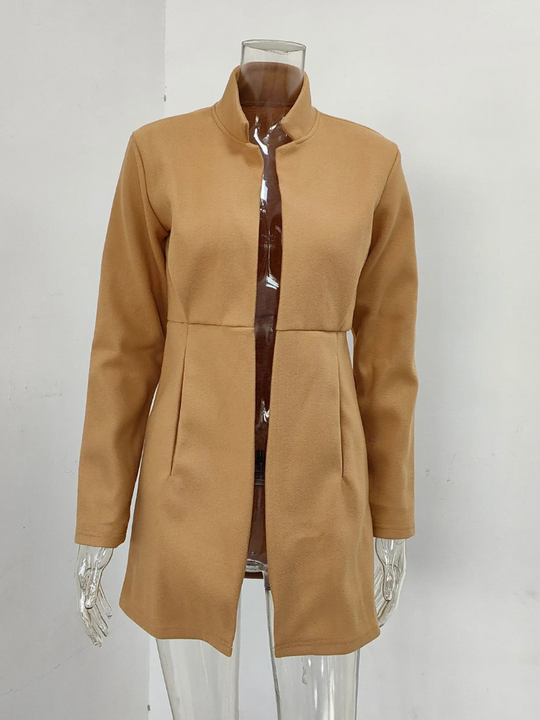 Modinia - Damenmantel Jacke – Elegantes, offenes Design mit Taschen und Stehkragen