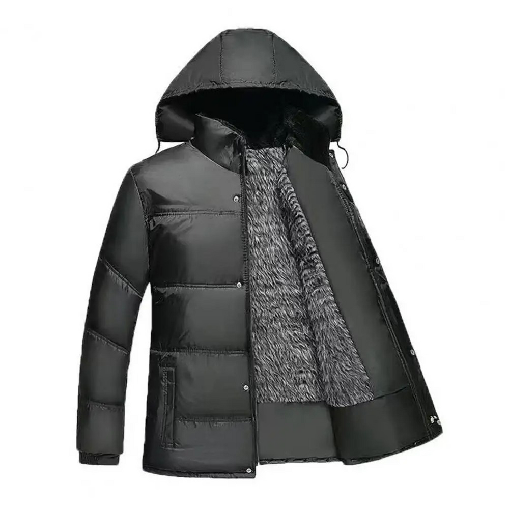 Windpro - Puffer Jacke Herren – Gefütterte Winterjacke mit Kapuze und Fell-Innenfutter