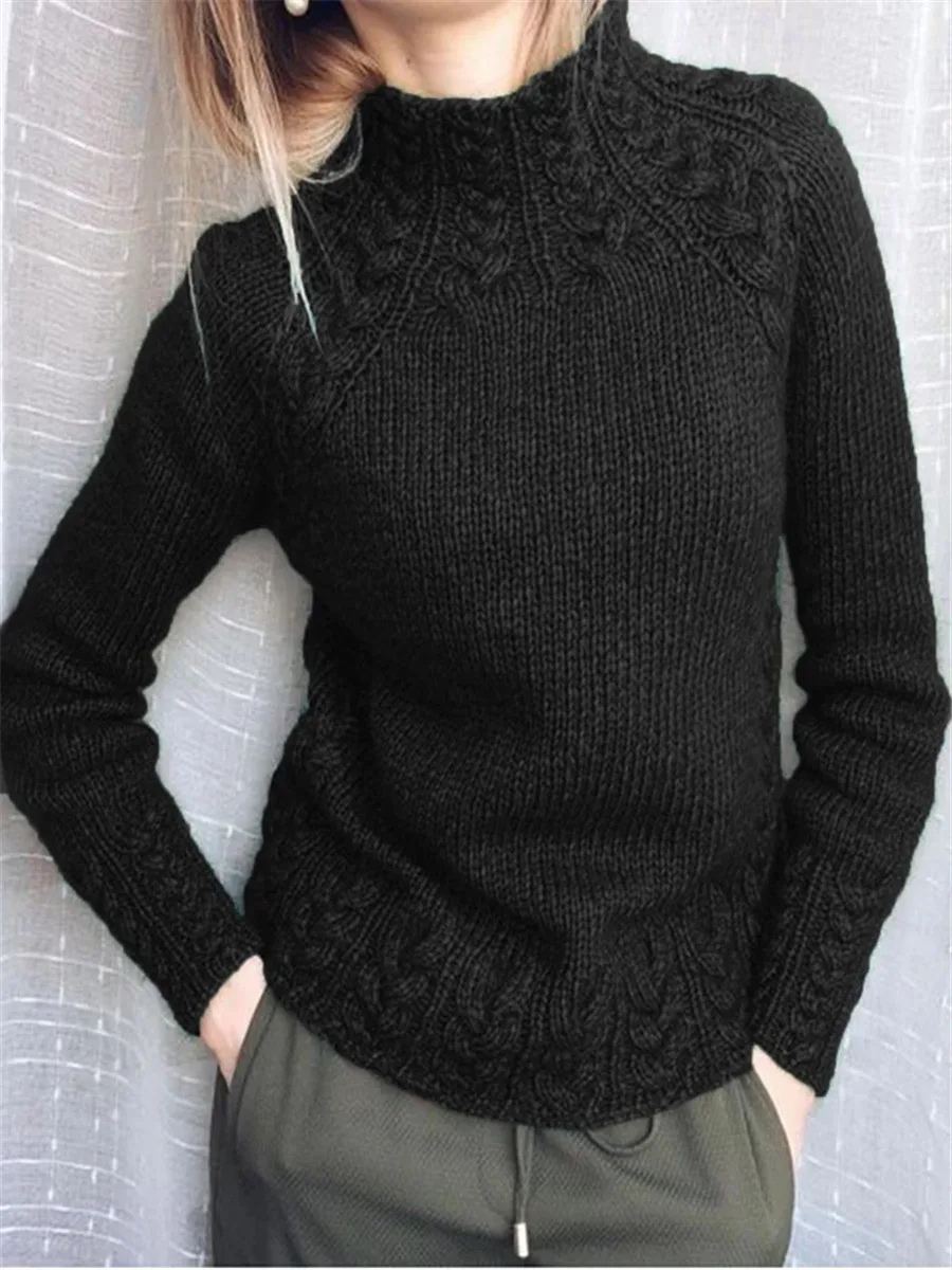 Luxkral - Rollkragenpullover Damen, Schmaler Schnitt Zopfstrickpullover, Lässig