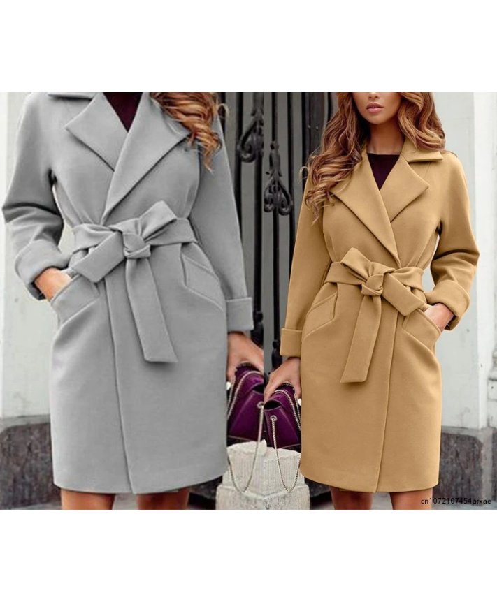 Glanzia - Damen Mantel Eleganter Trenchcoat mit Gürtel für Herbst/Winter