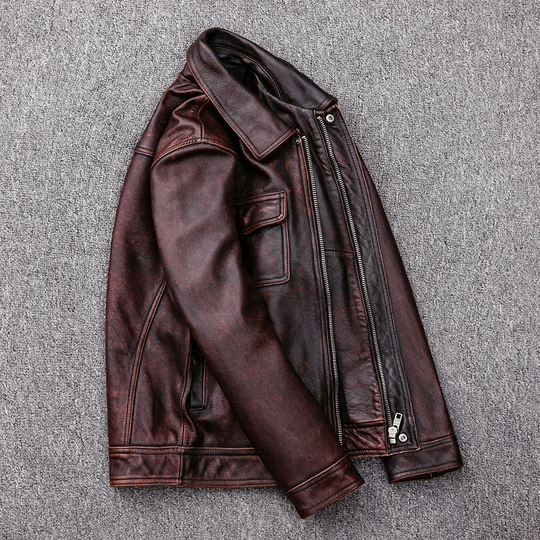 Gallerk - Lederjacke Herren - Vintage-Design mit Taschen und klassischem Kragen