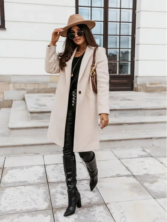 Softana - Damen Mantel - Trenchcoat mit Gürtel und Doppelreihiger Knopfleiste