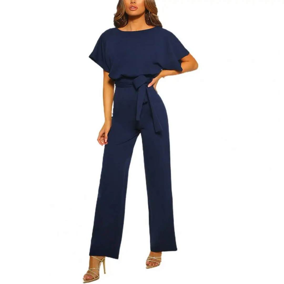 VIDA eleganter blauer Jumpsuit mit eng anliegender Taille