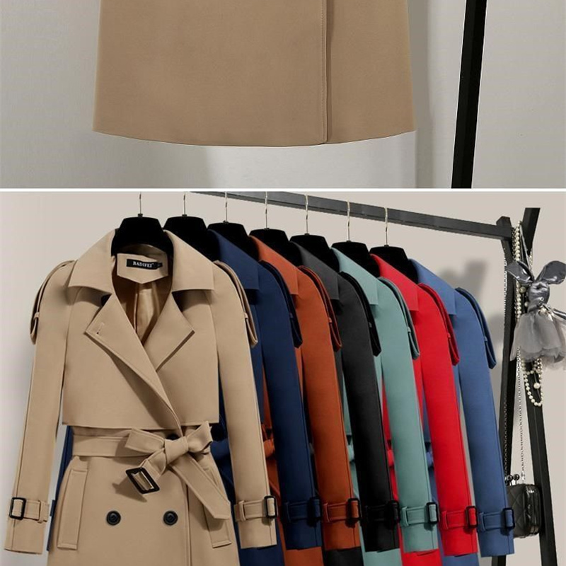 Graceon - Damen Mantel Trenchcoat-Stil, Doppelreihig, Mit Gürtel und Schulterklappen