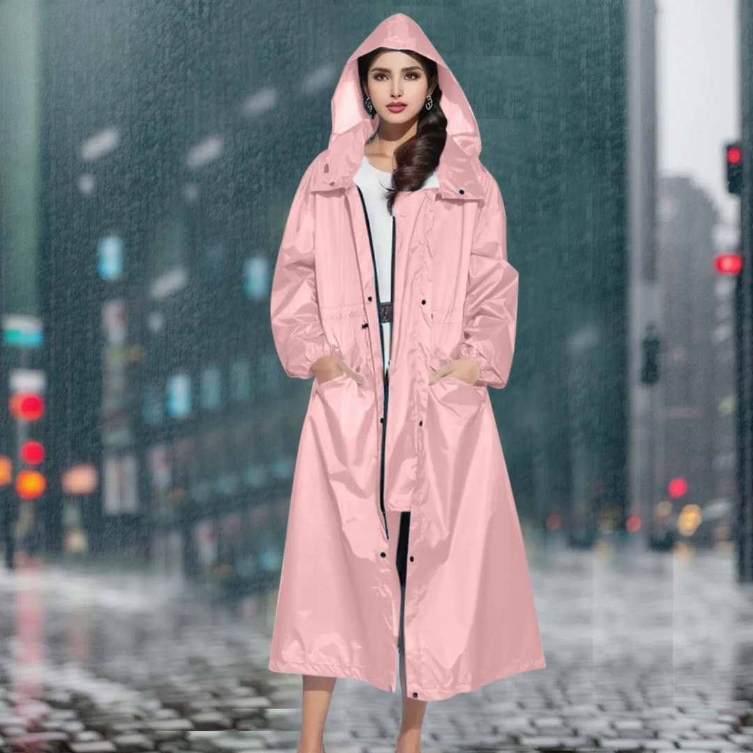 Rainlux - Lange Regenjacke Damen mit Kapuze, Wasserdicht und Winddicht