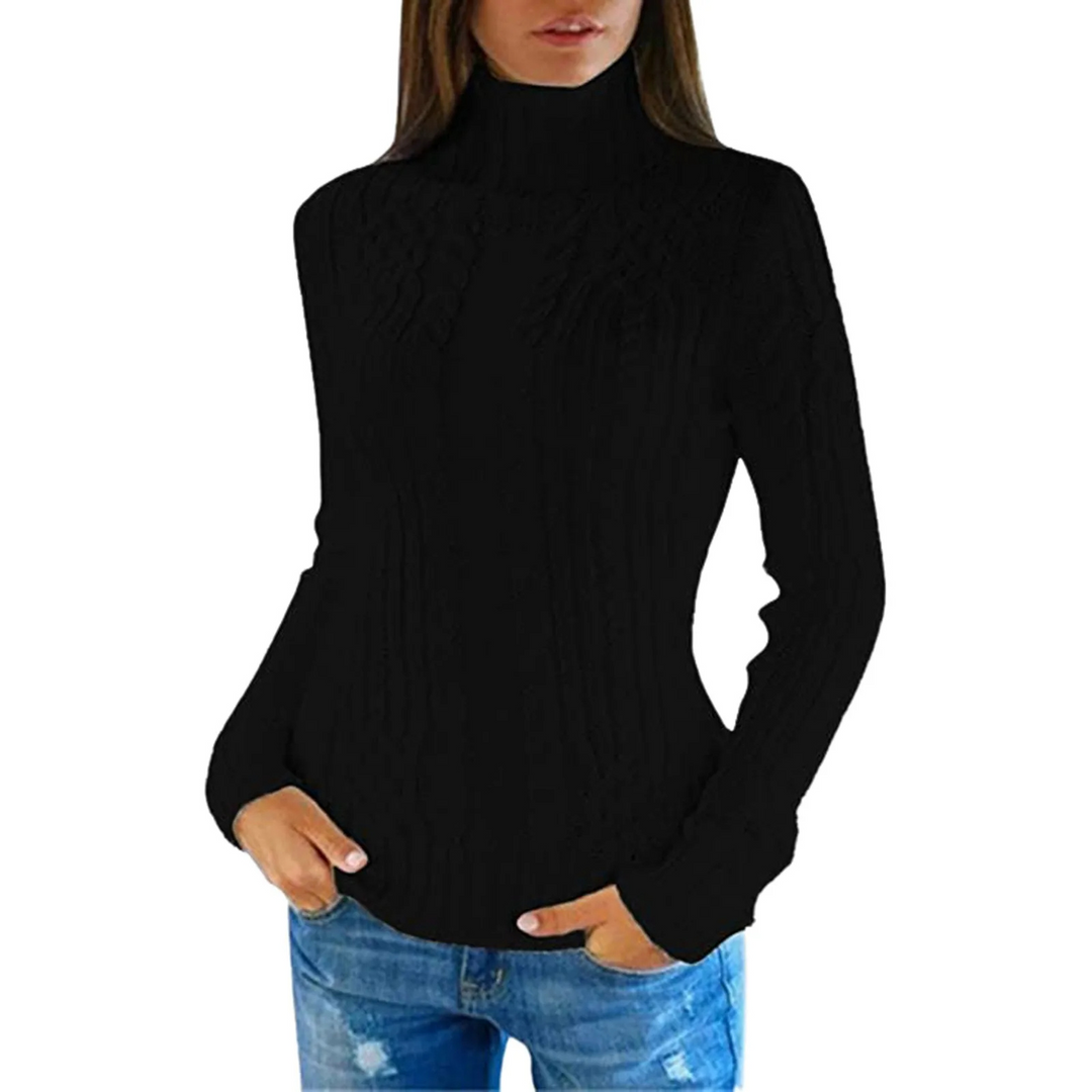 Femkral - Rollkragenpullover Damen, Zopfmuster, Weich und Warm