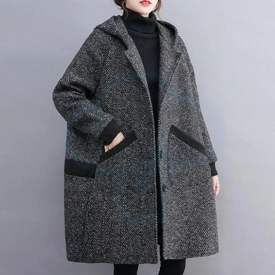 Wintera - Damenmantel Jacke – Oversized Mantel mit Kapuze und praktischen Taschen