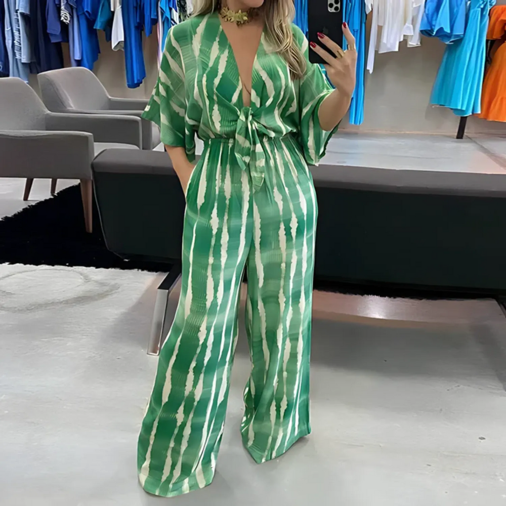 VIDA Jumpsuit mit Dolman-Ärmeln und Streifendesign