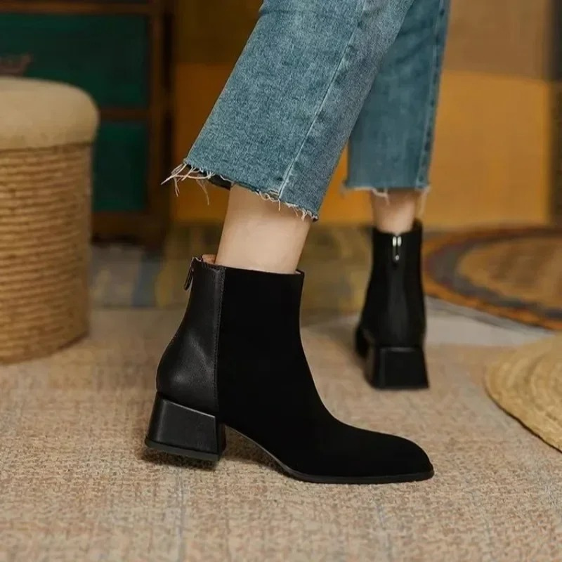 Xoniver - Damen Stiefeletten mit Blockabsatz und Reißverschluss, Schickes Design