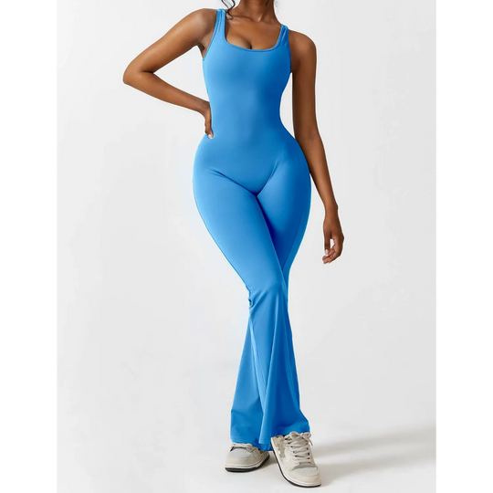 VIDA Dunkelblauer ausgestellter Jumpsuit