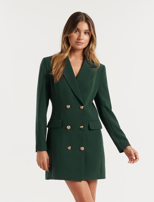 Coutore - Blazer Kleid Damen, Klassisch Zweireihig Mit Langen Ärmeln