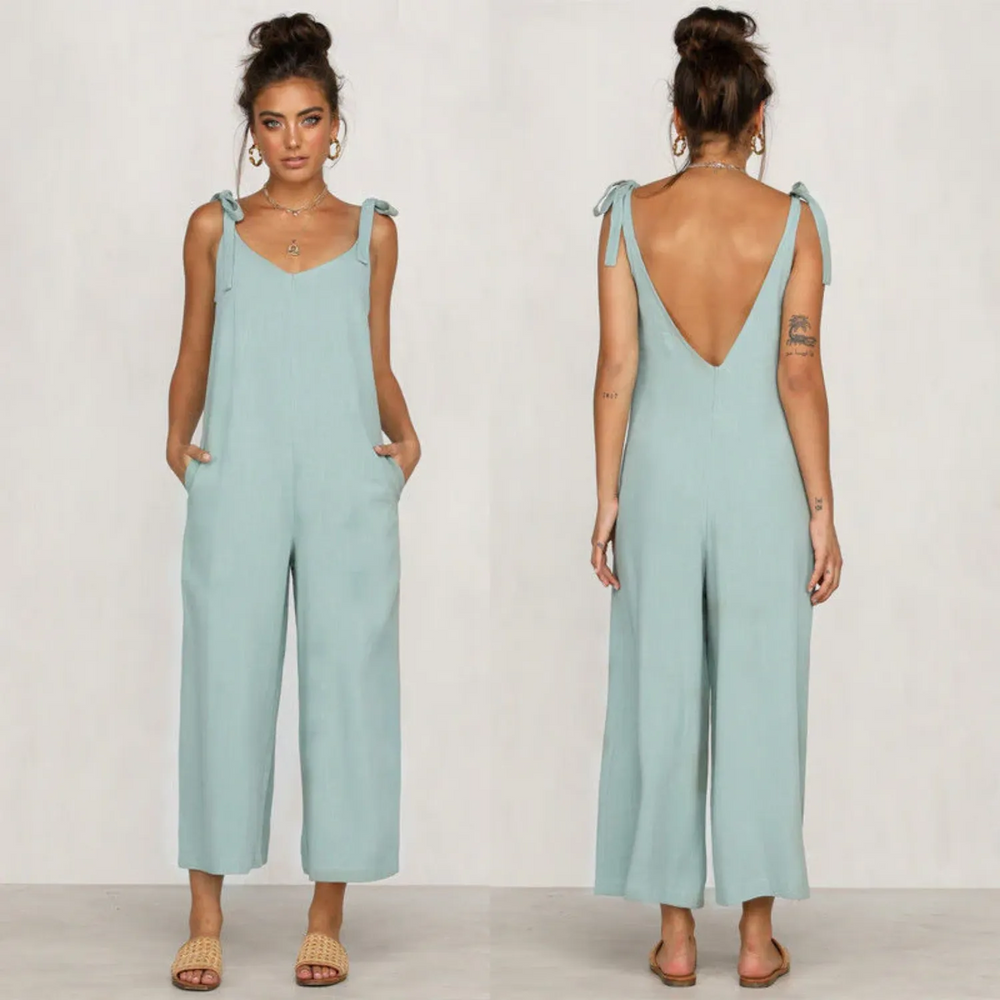 VIDA Hellgrüner ärmelloser Jumpsuit