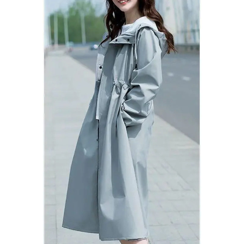 Wolcaer - Regenjacke Damen Mit Kapuze - Wasserdichter Langer Mantel Mit Taillenband