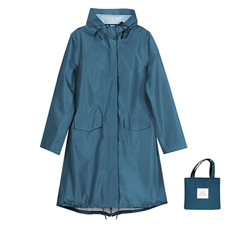 Wetrise - Regenjacke Damen mit Kapuze, Langer Leichter Wasserdichter Mantel