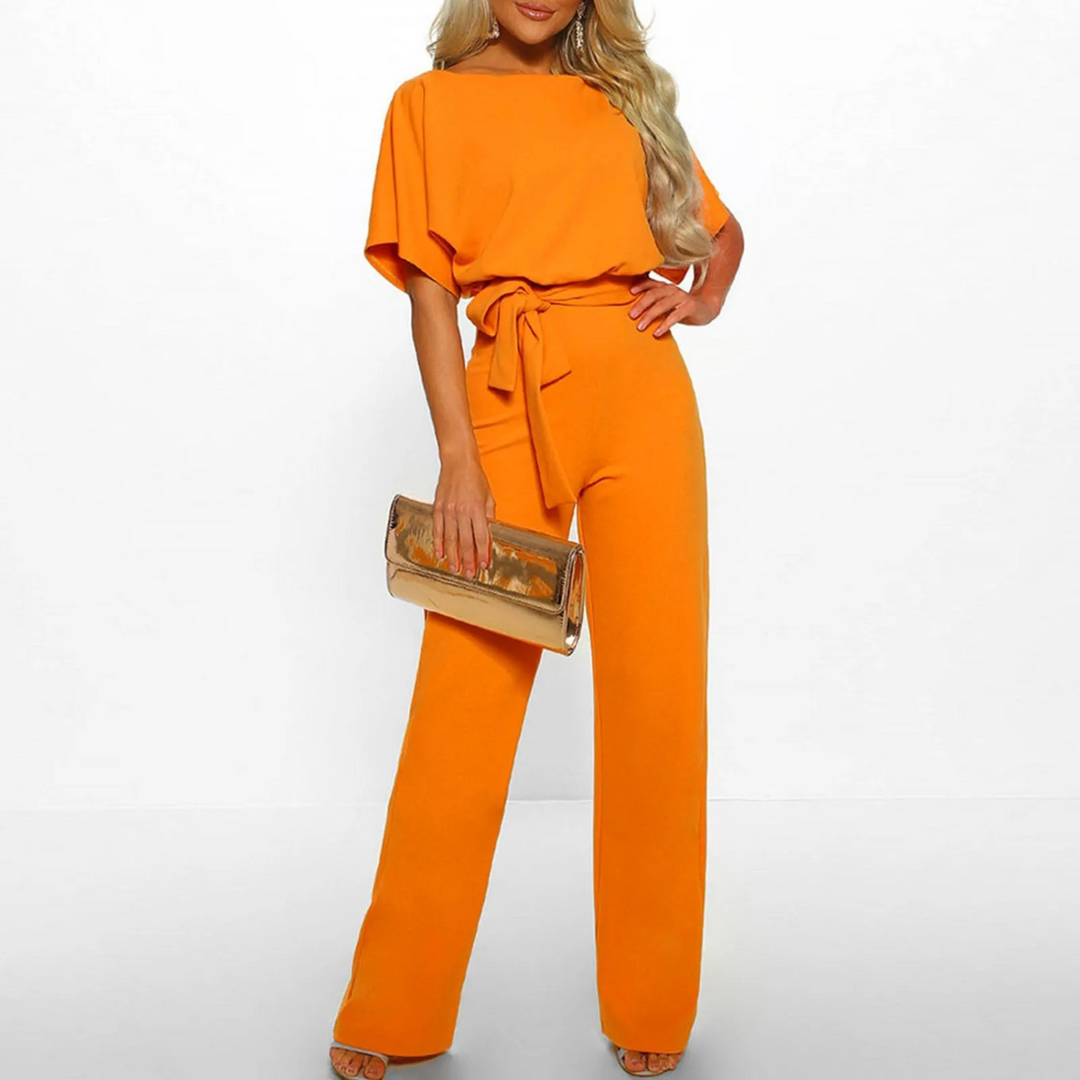 VIDA roter O-Ausschnitt einfacher High-Waist-Hosen-Jumpsuit