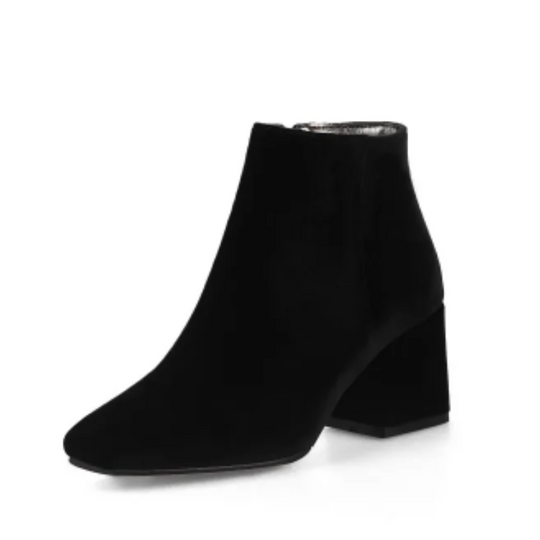 Vorlina - Damen Stiefeletten mit Hohem Blockabsatz und Samtoberfläche, Elegant