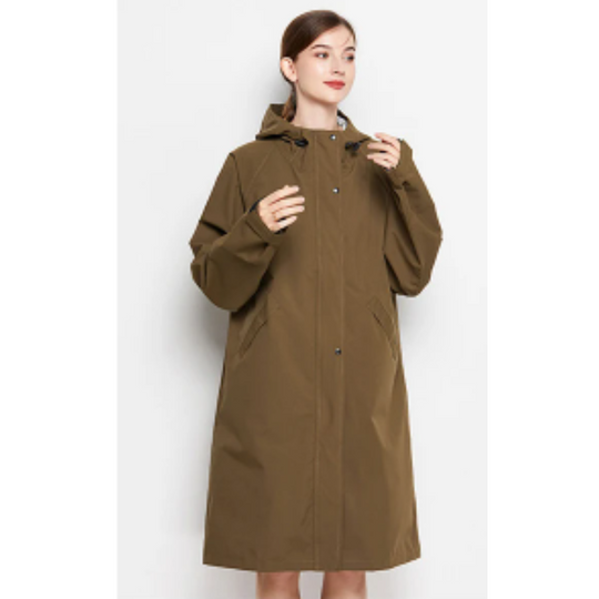 Rainope - Packbare Regenjacke Damen mit Kapuze, Wasserdichter Langer Mantel