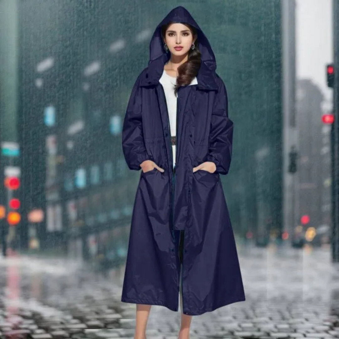 Rainlux - Lange Regenjacke Damen mit Kapuze, Wasserdicht und Winddicht