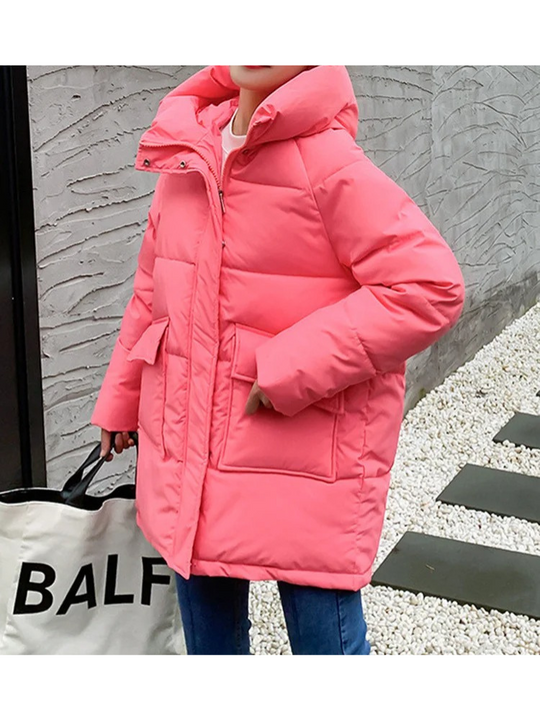 Polarae - Daunenjacke Damen – Warme Oversize-Steppjacke mit Kapuze und Taschen