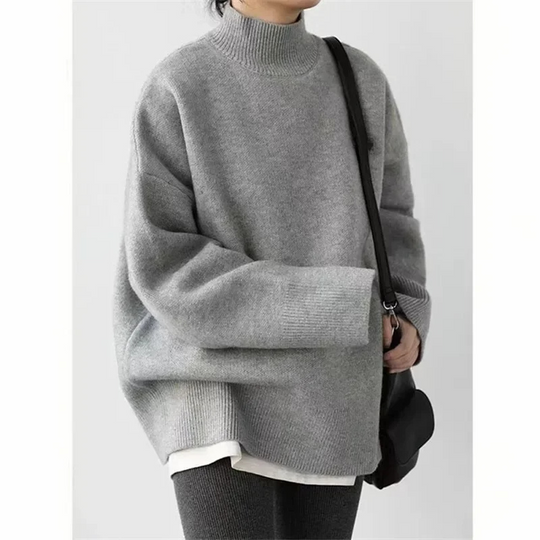 Edelsan - Rollkragenpullover Damen, Oversized Strickpullover, Bequemer Stil