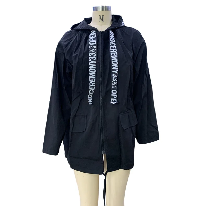 Feminor - Damen Mantel Lässiger Oversized Windbreaker mit Schriftzug-Details