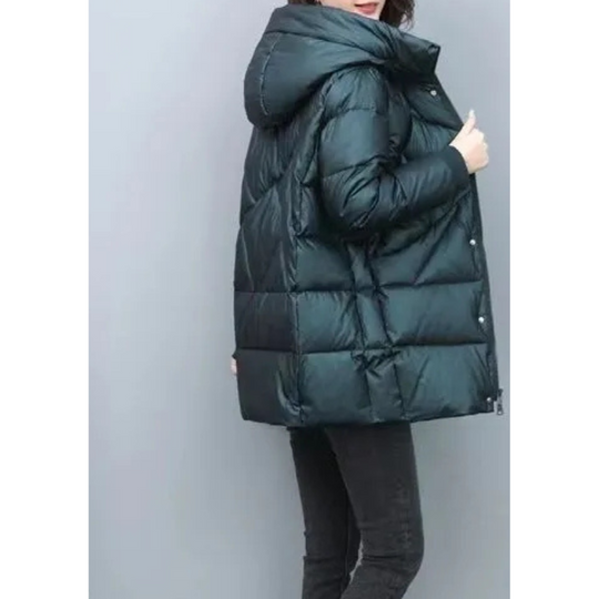 Cryovia - Daunenjacke Damen – Warmer Wintermantel mit modernem Steppmuster und Kapuze