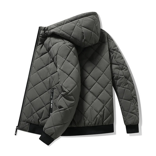 Warmend - Puffer Jacke Herren – Steppjacke mit Kapuze und sportlichem Reißverschluss-Design