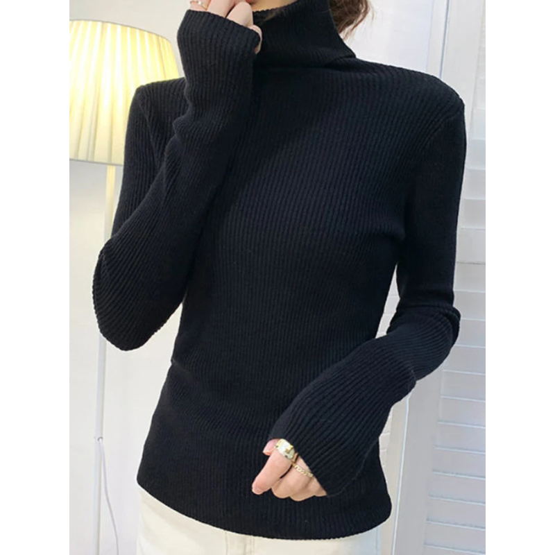 Elegrot - Rollkragenpullover Damen, Langarm und Gerippt im Slim Fit