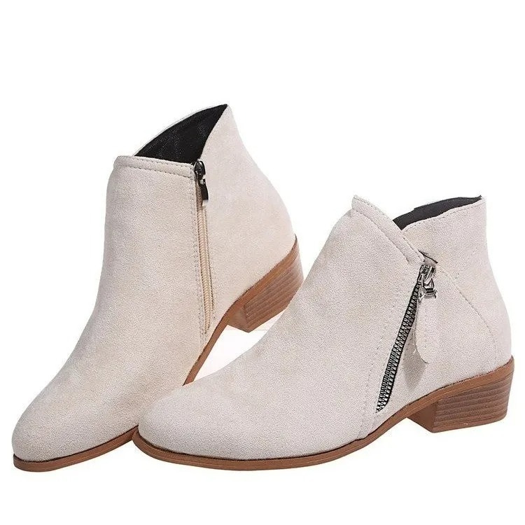 Glamino - Stiefeletten Damen Modische Ankle Boots mit Reißverschluss und Blockabsatz