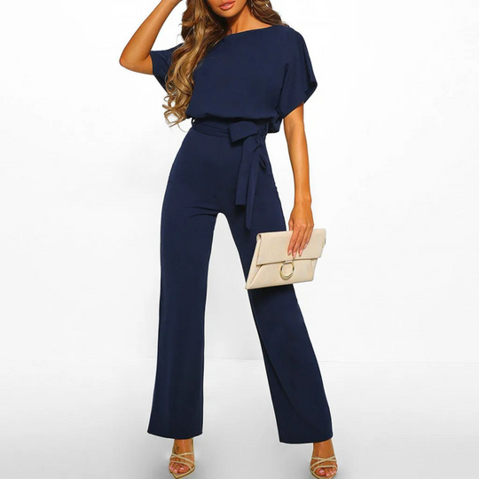 VIDA roter O-Ausschnitt einfacher High-Waist-Hosen-Jumpsuit