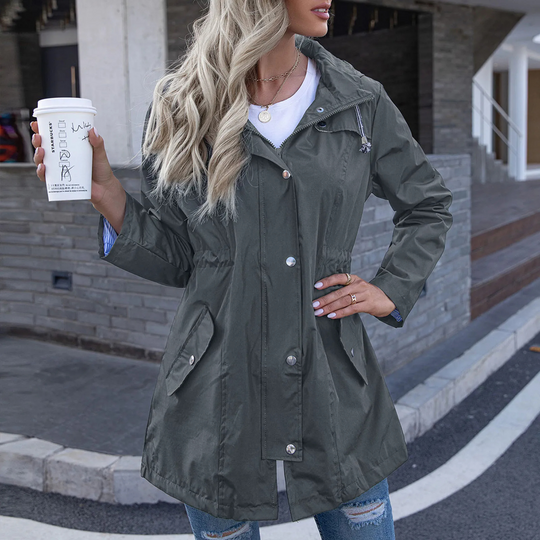 Greywet - Kurze Regenjacke Damen mit Kapuze, Wasserdicht und Verstellbare Taille