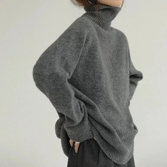 Klassik - Rollkragenpullover Damen, Oversized und Weich Gestrickt