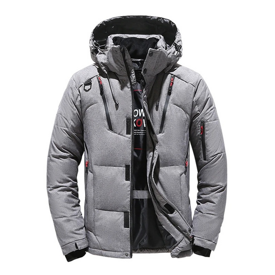 Mantrek - Puffer Jacke Herren – Wasserdichte Winterjacke mit Kapuze und Reißverschlusstaschen