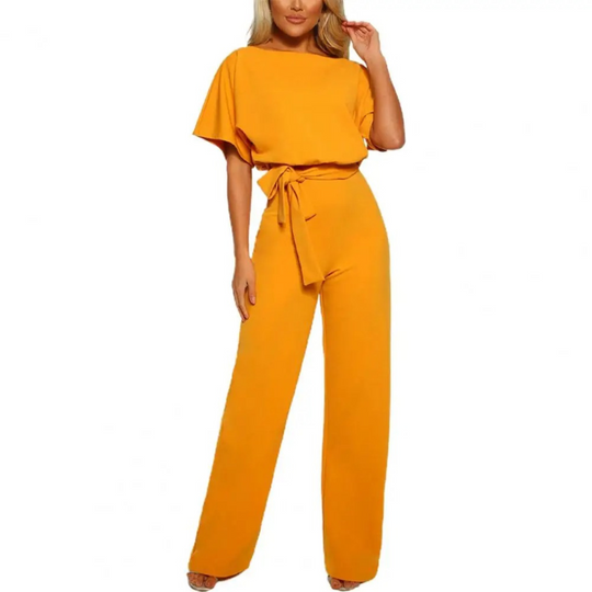 VIDA eleganter blauer Jumpsuit mit eng anliegender Taille