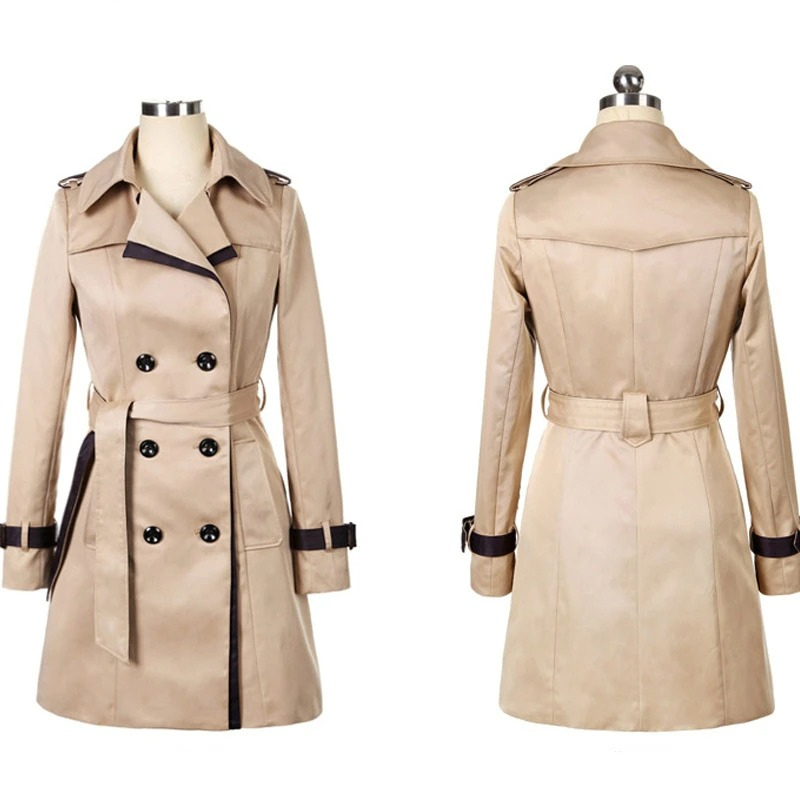 Mantiva - Damen Mantel Trenchcoat Stil, Doppelreihig, Elegantes Design