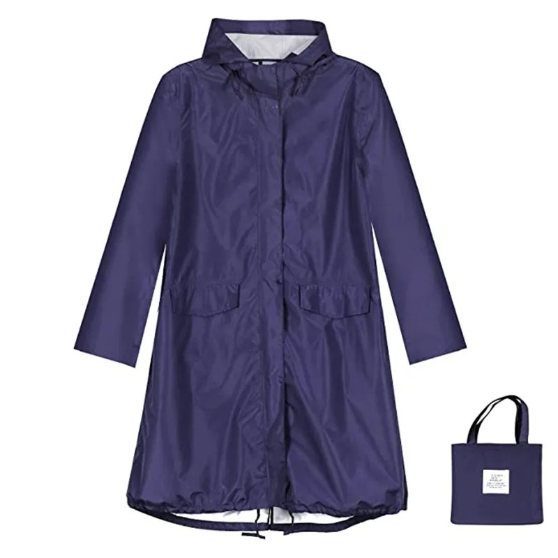 Wetrise - Regenjacke Damen mit Kapuze, Langer Leichter Wasserdichter Mantel