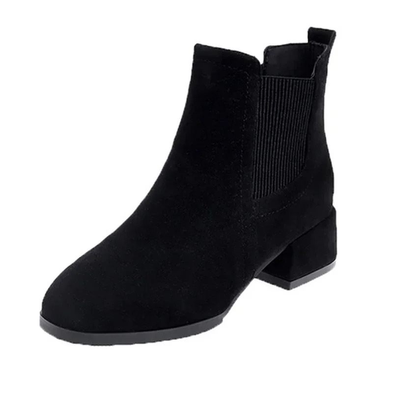 Veloura - Stiefeletten Damen Moderne Chelsea Boots mit Blockabsatz, Elastikeinsatz