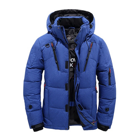 Mantrek - Puffer Jacke Herren – Wasserdichte Winterjacke mit Kapuze und Reißverschlusstaschen