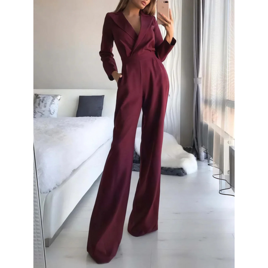 VIDA eleganter Jumpsuit mit hohem Kragen im Business-Stil