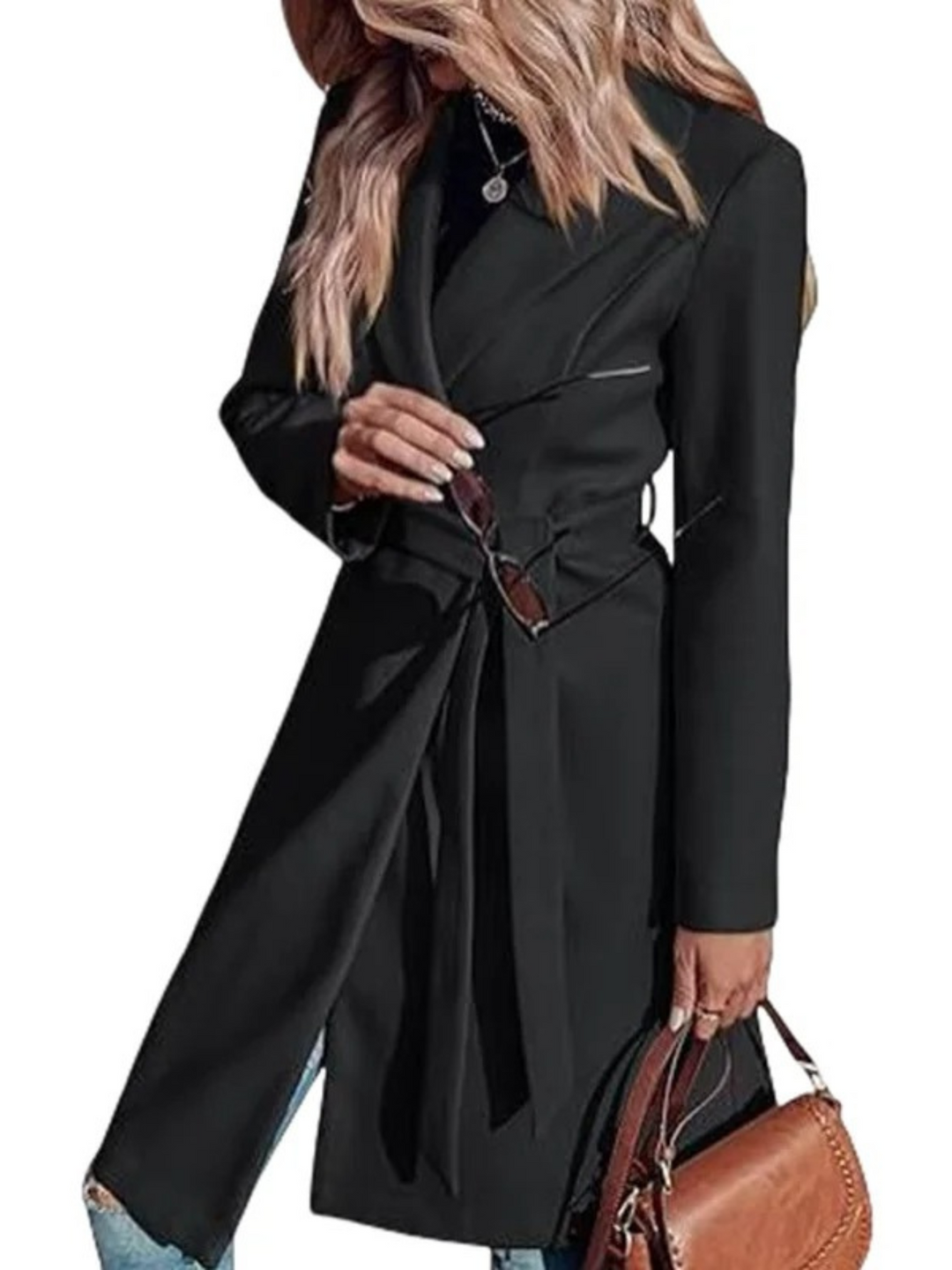 Casline - Damenmantel Jacke – Eleganter Trenchcoat mit Bindegürtel und Knöpfen