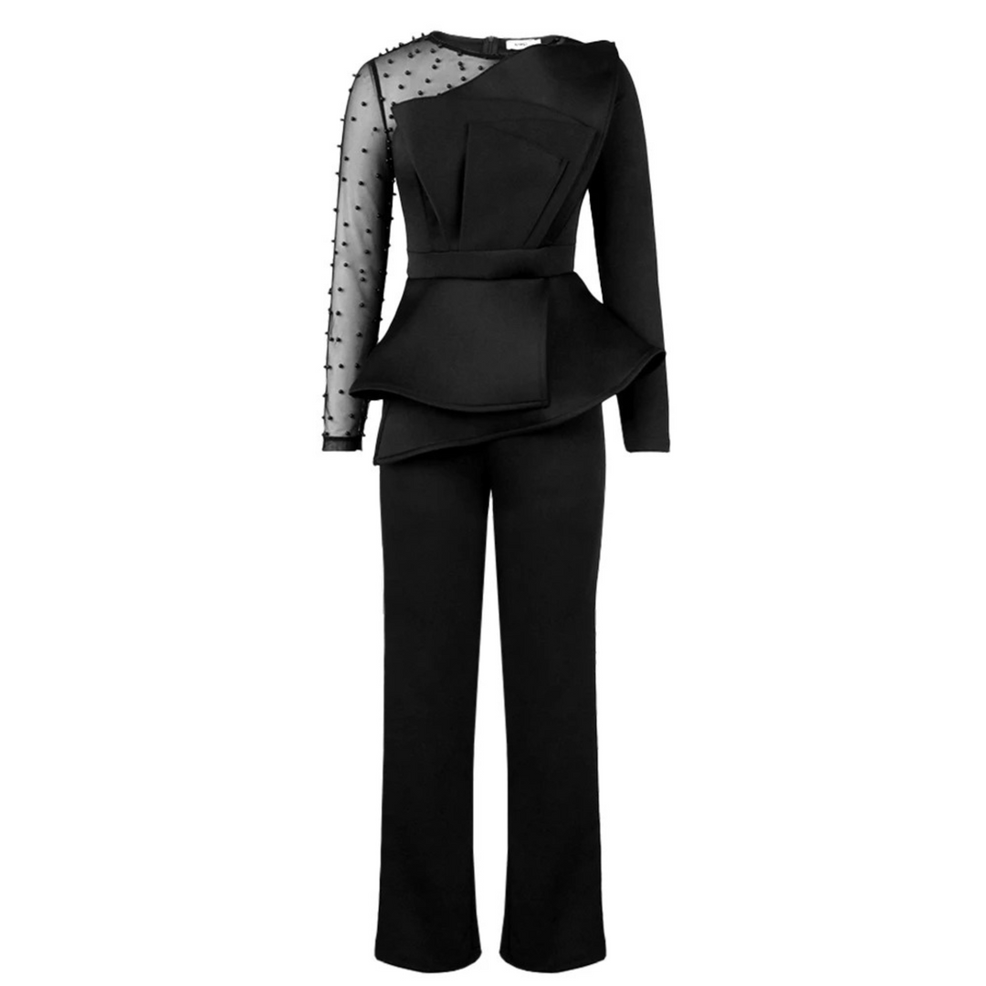 VIDA eleganter Patchwork-Fleece einfacher Hosen-Jumpsuit