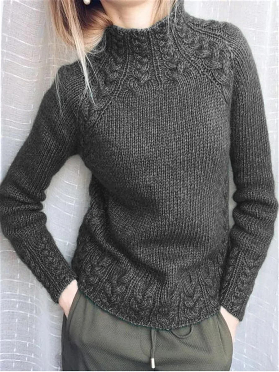 Luxkral - Rollkragenpullover Damen, Schmaler Schnitt Zopfstrickpullover, Lässig