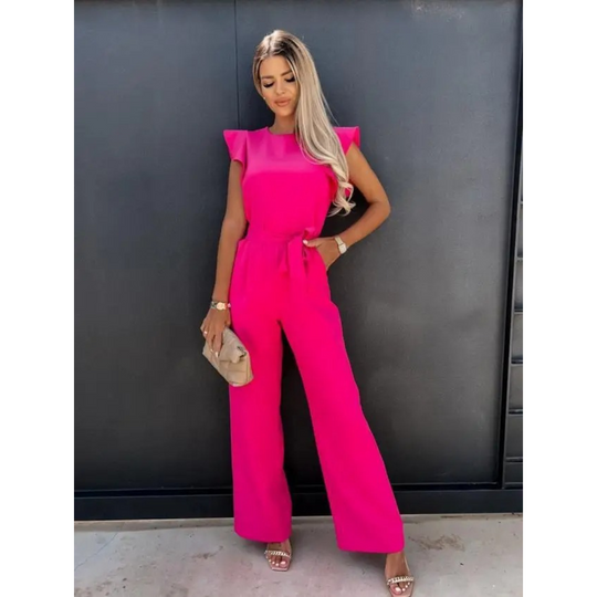 VIDA eleganter Schmetterlingsrosa bequemer Jumpsuit