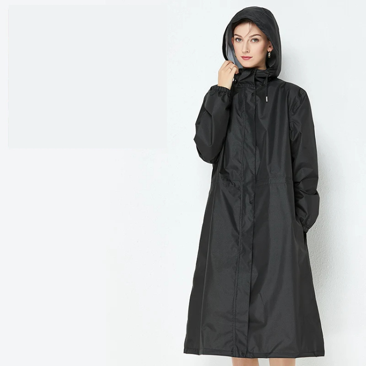 Rainzen - Wasserdichte Regenjacke Damen mit Kapuze, Langer Outdoor-Mantel