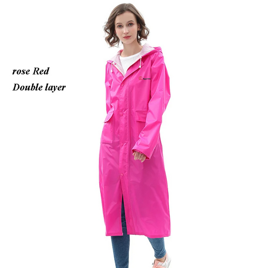 Aqualux - Regenjacke Damen mit Kapuze, Langer Leichter Wasserdichter Mantel