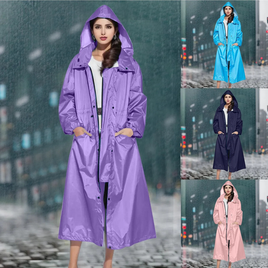 Rainlux - Lange Regenjacke Damen mit Kapuze, Wasserdicht und Winddicht